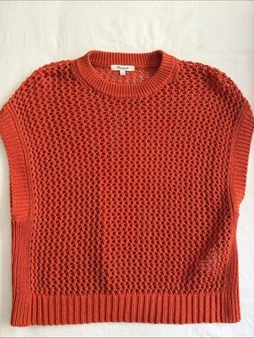 Madewell Open-Knit Sleeveless Crew in Burnt Orange